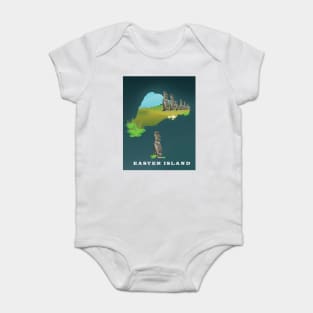 Easter Island travel poster Baby Bodysuit